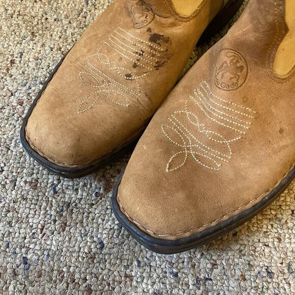 Reido Gado Beige Brown Leather Square Toe Cowboy Boots Western Sz 40/7US Unisex - Picture 8 of 10